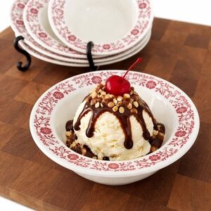 Homer Laughlin Vintage Red Floral Dessert Bowls Set of 4